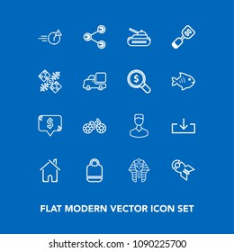 Modern, simple vector icon set on blue background with price, late, spatula, style, square, bicycle, human, avatar, business, war, frame, ancient, web, office, nuclear, social, home, cycle, bag icons