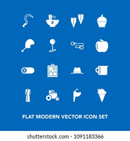 Modern, simple vector icon set on blue background with chinese, bowl, summer, sport, deactivate, bathroom, container, switch, meal, picture, ice, cream, farm, underwater, food, tool, glass, pie icons