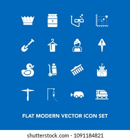 Modern, simple vector icon set on blue background with collection, child, duck, nutrition, medical, plastic, rubber, background, medicine, truck, luxury, scuba, cargo, transportation, vehicle icons
