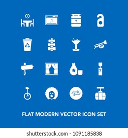 Modern, Simple Vector Icon Set On Blue Background With Dinner, Online, Scary, Label, Clown, Change, Curtain, Liquid, Character, Cuisine, Train, Replace, Bike, Motel, Direction, Substitute, Way Icons