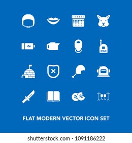 Modern, Simple Vector Icon Set On Blue Background With Literature, Ice, Space, Library, Knife, Beauty, Belt, Meat, Worker, Protection, Sweet, Schedule, Safety, Day, Calendar, Snow, Book, Cookie Icons