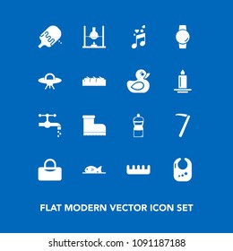 Modern, simple vector icon set on blue background with hair, gadget, smart, leather, brush, bathroom, child, cream, meat, hammer, water, baby, fish, beauty, sink, dessert, bag, broom, care, food icons