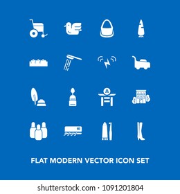 Modern, simple vector icon set on blue background with pen, real, calligraphy, sweet, sign, building, dental, doughnut, hygiene, ink, japanese, bird, carrot, japan, animal, house, taiko, cone icons