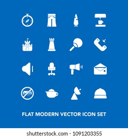 Modern, simple vector icon set on blue background with antenna, fashion, air, game, tea, vegetable, carrot, woman, mail, breakfast, communication, up, hot, office, teapot, drink, background, raw icons