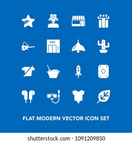 Modern, simple vector icon set on blue background with chinese, store, food, sea, celebration, noodle, child, fashion, gift, star, launch, nature, grocery, clothes, game, mask, tree, music, kid icons