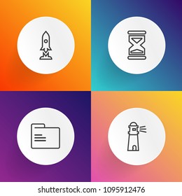 Modern, simple vector icon set on gradient backgrounds with ocean, hourglass, navigation, satellite, beach, file, object, empty, timer, folder, glass, open, sea, template, space, science, hour icons