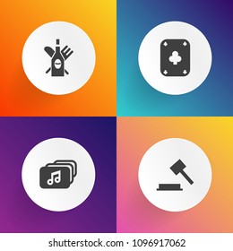 Modern, simple vector icon set on gradient backgrounds with drink, lawyer, crime, format, bottle, file, wineglass, pour, text, merlot, sign, winery, poker, wine, justice, gavel, beverage, glass icons