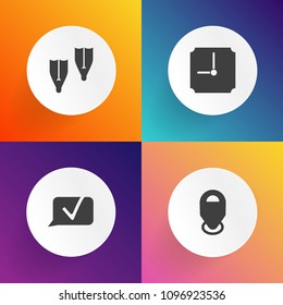 Modern, simple vector icon set on gradient backgrounds with clock, swim, road, underwater, sport, activity, concept, internet, summer, plastic, beach, chat, hour, travel, marker, sign, talk, map icons