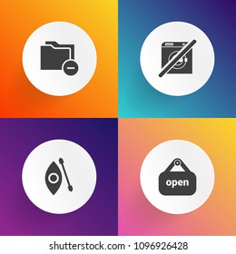 Modern, simple vector icon set on gradient backgrounds with wash, paperwork, store, sea, business, kayaking, kayak, data, water, banner, canoeing, folder, storage, care, rowing, open, label, red icons