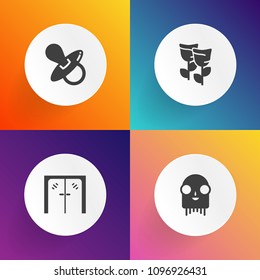 Modern, simple vector icon set on gradient backgrounds with humanoid, futuristic, small, soother, spring, floral, frame, building, pacifier, infant, summer, nature, baby, pink, toddler, modern icons