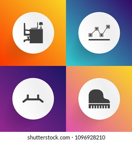 Modern, simple vector icon set on gradient backgrounds with banner, web, growth, graph, financial, chart, graphic, up, sound, instrument, roll, diagram, business, report, space, table, computer icons