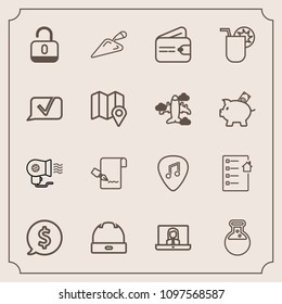 Modern, simple vector icon set with paper, cap, white, security, guitar, lock, real, hair, unlock, estate, female, protection, label, laboratory, fashion, electric, price, list, circle, frame icons