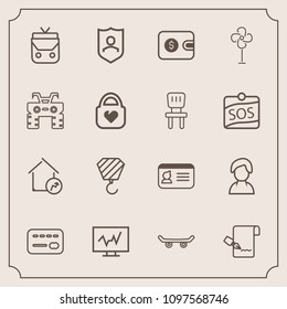 Modern, simple vector icon set with skater, security, skateboard, technology, credit, human, name, board, real, id, skate, house, internet, person, extreme, building, diagnostic, leather, money icons