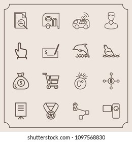 Modern, simple vector icon set with delivery, video, finance, scale, profile, vehicle, meeting, temperature, satellite, award, point, tool, camera, reward, people, map, avatar, fahrenheit, win icons