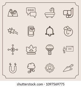 Modern, simple vector icon set with jump, message, extreme, king, bubble, marketing, communication, bathroom, interior, field, speech, investment, modern, pole, equipment, chat, shovel, network icons