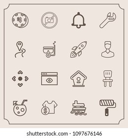 Modern, simple vector icon set with casino, risk, ship, paint, internet, roll, computer, roller, notification, alarm, sale, brush, browser, summer, sign, interior, comfortable, house, gambling icons