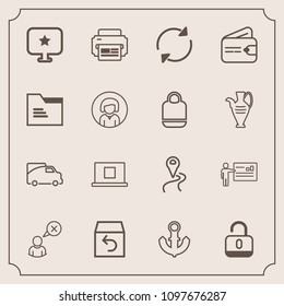 Modern, simple vector icon set with sea, route, presentation, transport, finance, people, meeting, traffic, order, reload, vehicle, sign, wallet, cancel, transportation, star, security, computer icons