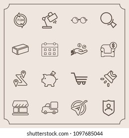 Modern, simple vector icon set with money, shield, instrument, movie, finance, folk, screen, lorry, route, cart, navigation, curtain, bank, investment, musical, transportation, map, optical icons