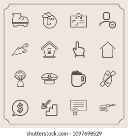 Modern, Simple Vector Icon Set With Hot, Drink, Sailor, Diploma, Water, Temperature, Balloon, Military, Upstairs, Success, Hat, Roller, Machine, Down, Frame, Leisure, Mug, Paddle, Weapon, Boat Icons