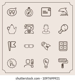 Modern, simple vector icon set with paint, personal, compass, national, fashion, wallet, sunglasses, weapon, message, mobile, office, sun, frame, safe, war, chat, circle, task, speech, east, map icons