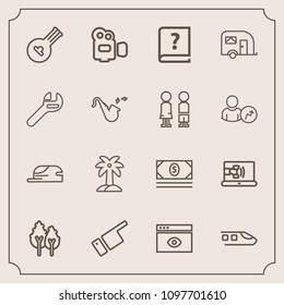 Modern, simple vector icon set with nature, transport, graphic, equipment, film, window, string, communication, cap, instrument, money, people, internet, musical, fashion, hat, handle, bank, web icons