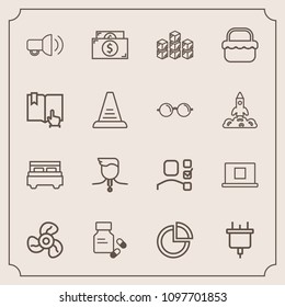 Modern, simple vector icon set with plug, health, bedroom, sign, power, ventilator, plan, gold, bed, task, success, electricity, currency, storehouse, medal, megaphone, internet, vitamin, cool icons