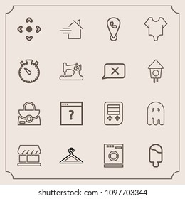 Modern, simple vector icon set with washer, cream, curtain, technology, white, clothes, estate, arrow, laundry, fashion, bag, sweet, object, fear, appliance, leather, style, ice, phone, business icons