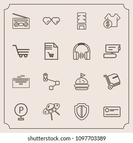 Modern, simple vector icon set with work, baggage, luggage, bag, finance, location, payment, glasses, car, travel, shield, bread, lot, sound, urban, space, protect, computer, point, fashion, sun icons