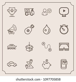 Modern, simple vector icon set with web, prize, wear, white, award, taxi, position, fashion, water, shorts, finance, vehicle, map, navigation, success, reward, coin, online, money, upload, mail icons