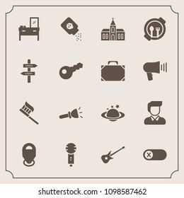 Modern, simple vector icon set with white, light, globe, religious, location, map, male, furniture, space, architecture, clean, off, guitar, energy, flashlight, cabinet, baby, home, brush, care icons