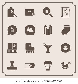 Modern, simple vector icon set with hot, remove, summer, woman, phone, music, power, skate, female, horse, mark, energy, user, fun, toy, baby, musical, electricity, stamp, balloon, fashion, fork icons