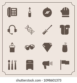 Modern, simple vector icon set with speaker, double, warm, sign, winter, wax, microphone, map, compass, furniture, sound, flag, medicine, bedroom, technology, spoon, season, drink, alcohol, tool icons