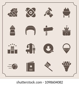 Modern, simple vector icon set with vacation, work, hygiene, builder, foreman, football, travel, exercise, construction, star, clean, astronomy, fitness, helmet, avatar, sport, location, user icons
