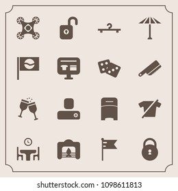 Modern, simple vector icon set with wagasa, social, america, contact, flag, culture, alcohol, warm, cloakroom, nation, japan, drink, human, hanger, fashion, home, christmas, glass, protection icons