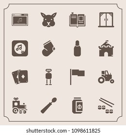 Modern, simple vector icon set with salmon, education, seafood, transport, sign, flag, japan, book, robot, futuristic, bunny, food, train, animal, jar, game, field, home, travel, locomotive, jam icons