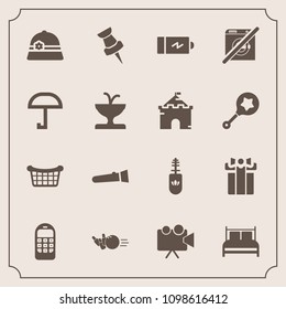 Modern, simple vector icon set with energy, video, white, present, bowling, dont, fashion, light, battery, power, telephone, mascara, night, projection, equipment, holiday, bed, map, hat, phone icons