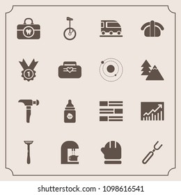 Modern, simple vector icon set with milk, japan, fork, circus, warm, knife, clean, season, trend, graph, nutrition, cold, health, coffee, dinner, espresso, razor, sushi, hygiene, newspaper, saw icons