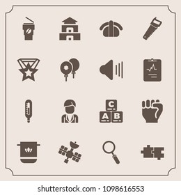 Modern, simple vector icon set with saw, zoom, glass, soft, cloth, finger, travel, fish, temple, work, construction, man, pagoda, towel, hand, medal, concept, sushi, male, hot, japan, culture icons