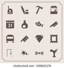 Modern, simple vector icon set with medical, competitive, martini, tie, market, tool, fashion, equipment, wrench, spanner, elegance, championship, child, nature, frame, night, bow, picture, bus icons