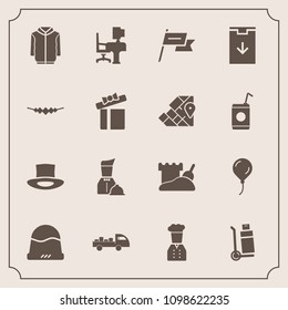 Modern, simple vector icon set with table, transportation, birthday, country, holiday, sign, business, delivery, waiter, download, hat, web, wind, present, travel, atlas, necklace, world, jacket icons
