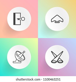 Modern, simple vector icon set on gradient backgrounds with sky, radar, spot, glowing, show, wireless, satellite, internet, equipment, abstract, extreme, light, jump, space, fire, door, safety icons