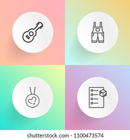 Modern, simple vector icon set on gradient backgrounds with delivery, protection, gold, truck, uniform, male, shipping, sound, jewelry, industry, checklist, work, men, protective, music, jewel icons