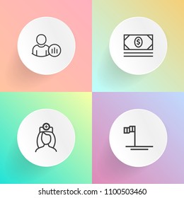 Modern, simple vector icon set on gradient backgrounds with medical, currency, money, media, internet, nature, person, sea of cortes, ocean, communication, green, baja, sea, banking, network icons