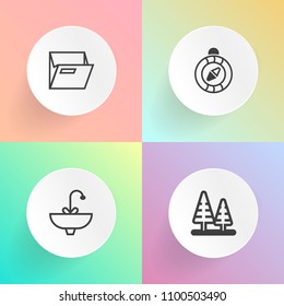 Modern, simple vector icon set on gradient backgrounds with object, wash, drop, metal, kitchen, north, west, tap, plant, green, hygiene, coniferous, office, outdoor, equipment, travel, open, wet icons
