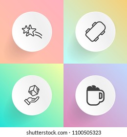 Modern, simple vector icon set on gradient backgrounds with black, morning, skateboarding, coffee, care, meteor, skateboard, white, holiday, backdrop, cargo, board, bright, cappuccino, cafe, hot icons