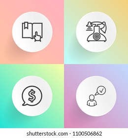Modern, simple vector icon set on gradient backgrounds with label, phone, library, document, antique, old, business, telephone, security, web, website, black, data, white, shape, sale, book, tag icons