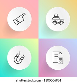 Modern, simple vector icon set on gradient backgrounds with account, pole, banking, journey, road, tourism, direction, suitcase, concept, cash, pointing, white, male, car, people, profit, magnet icons