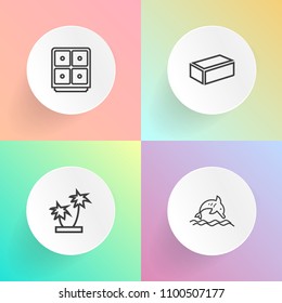 Modern, simple vector icon set on gradient backgrounds with ocean, jump, wealth, dolphin, industry, finance, banking, mammal, financial, blue, animal, wild, exotic, money, tropical, currency icons