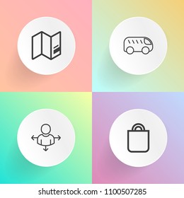 Modern, simple vector icon set on gradient backgrounds with location, road, place, present, celebration, give, birthday, europe, way, female, transportation, surprise, continent, pin, map, car icons