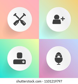 Modern, simple vector icon set on gradient backgrounds with decoration, sign, blue, old, sea, eggs, holiday, colorful, internet, friend, user, tradition, decorative, people, paddle, rowing, add icons